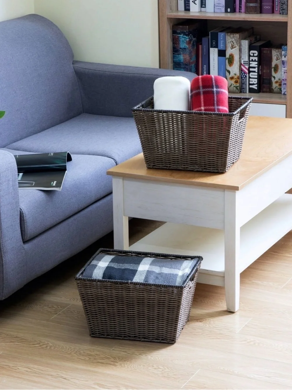 Better Homes & Gardens Large Poly Rattan Storage Baskets with handles - Set of 2